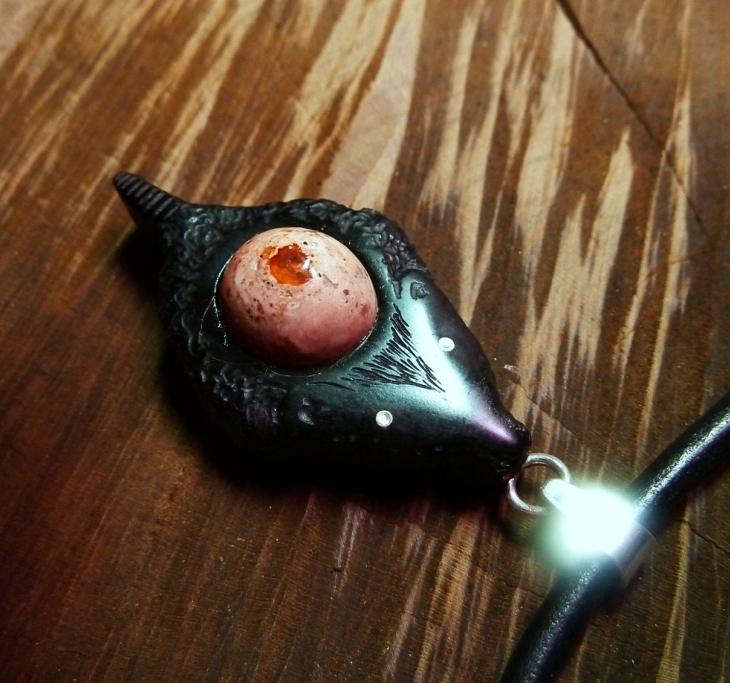 NECKLACE NH-169 EBONY - FIRE OPAL - Mexico