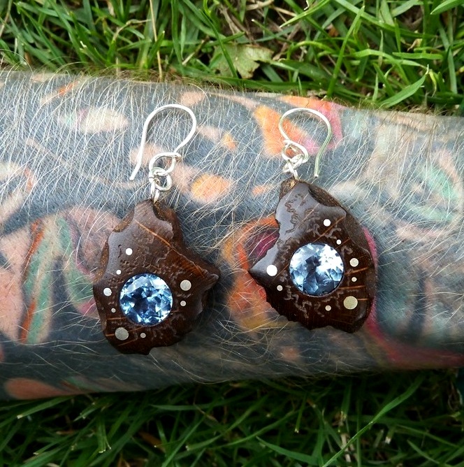 EARRINGS NA - 050 OAK - Aquamareen 10mm
