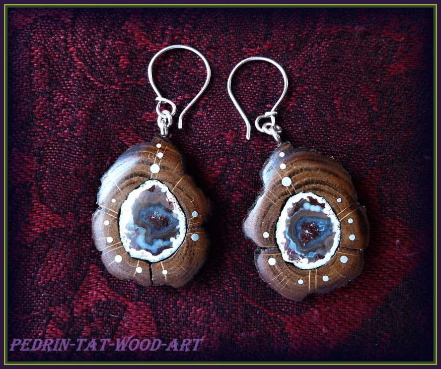 EARINGS NA-070 OAK AGATE 11.