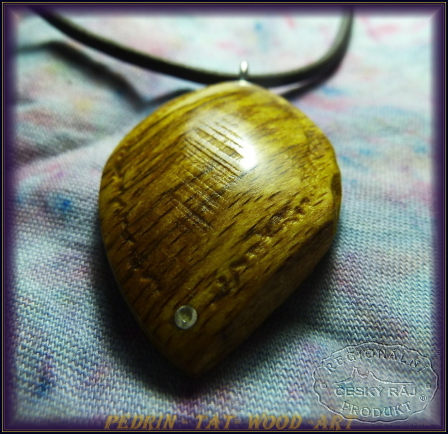 WOODEN NECKLACE NH-423 BEECH - Turmeric